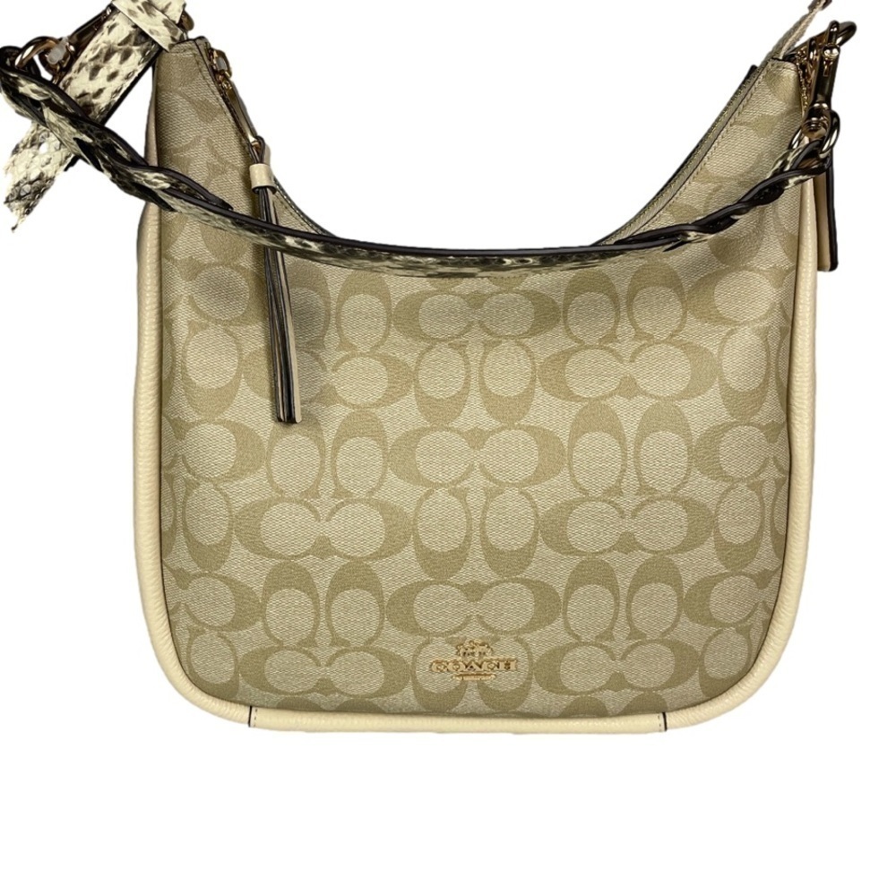 COACH Jules Hobo Bag in Signature Canvas Snake Embossed Leather Bag - Picture 2 of 16